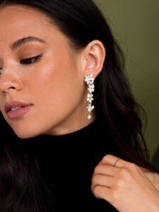 Savannah Drops Statement Earrings | Pearl & Crystal | Olive & Piper